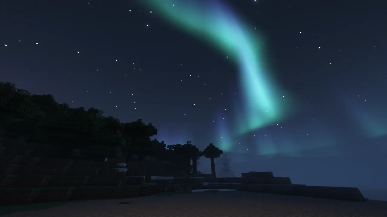 Aurora over the spawn at night on Games.Place